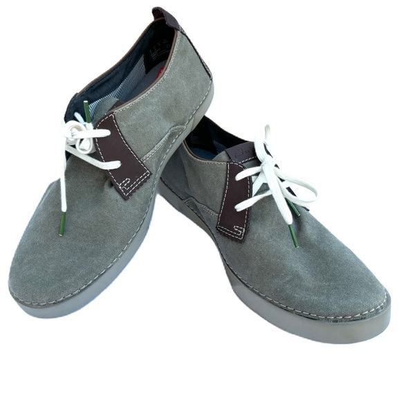 Clarks Mens Canvas Size 9 M Green Shoes Casual Lace Up Loafers - Picture 3 of 13